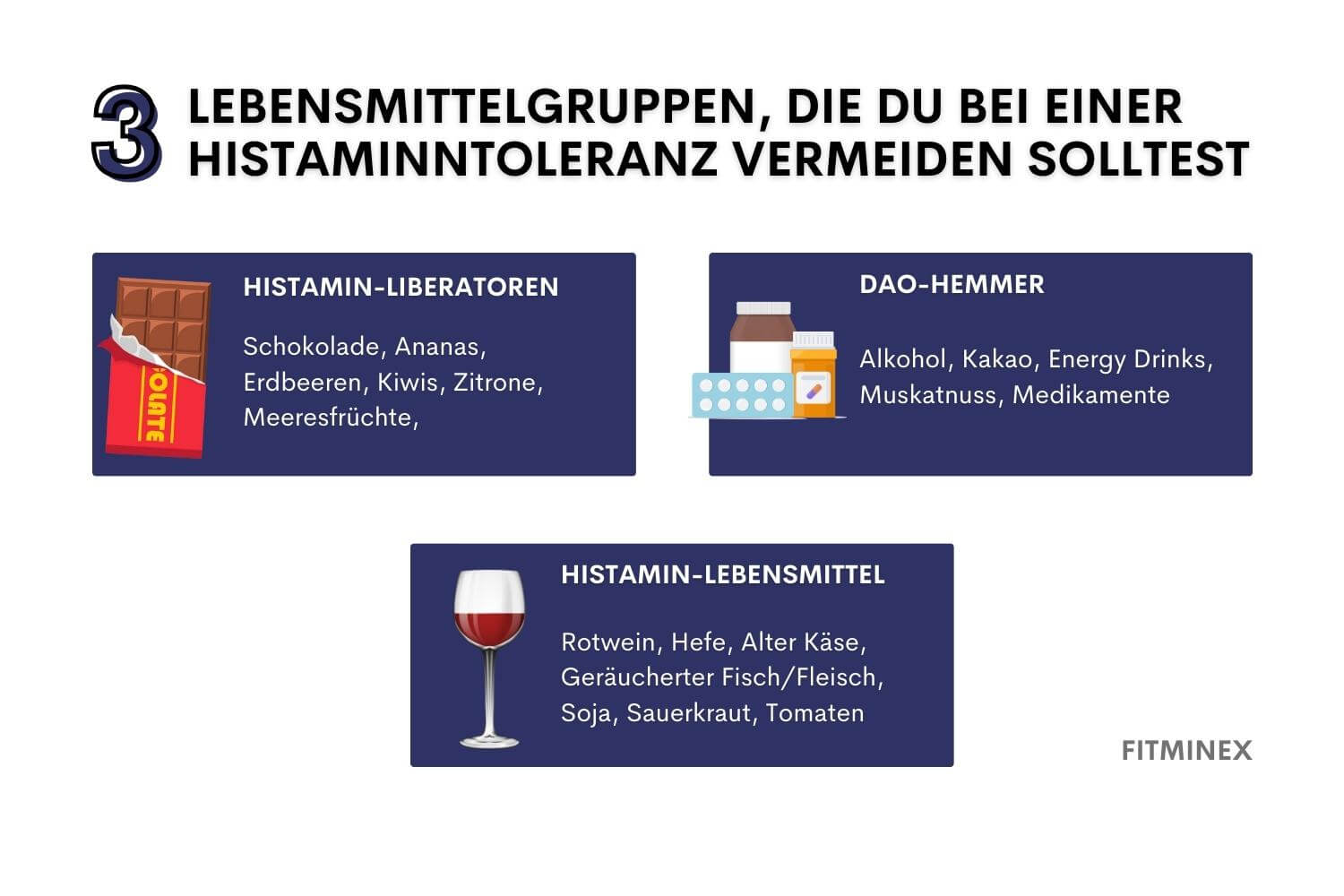 Lebensmittel mit viel Histamin und diese sollten vermieden werden